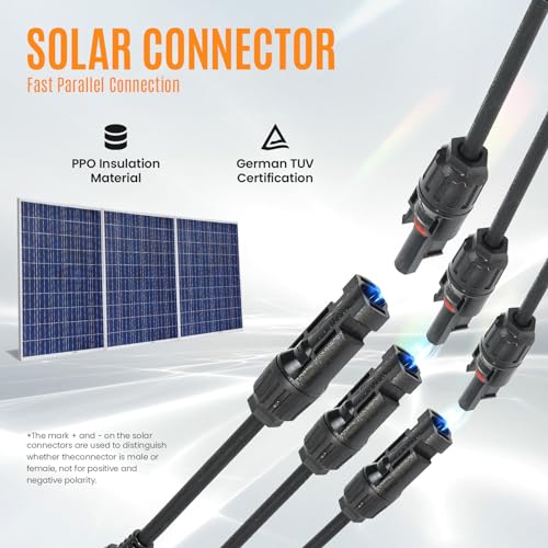 Solar Panel Connector 3 to 1 Solar Panel Splitter 3 Way 1000V Y-Branch Cable Solar Panel Parallel Connectors Parallel Adapter Cable Wire Plug Tool Kit for Solar Panel (1 Pairs) - color: 3 to 1 (1 Pairs), size: Y Branch