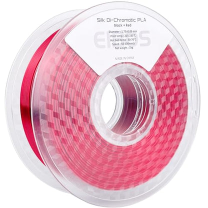 Silk Ribbon PLA 3D Printer Filament, Tri-Color Fast Color Changing PLA 1.75mm, Shiny Multicolor 3D Printing Filament 1kg / 2.2lbs, Black Red - color: Black Red
