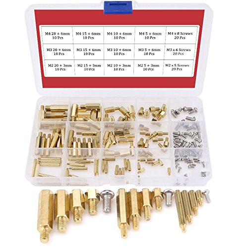 Hilitchi 360pcs M2 M3 M4 Male Female Brass Spacer Standoff Screw Nut Assortment Kit