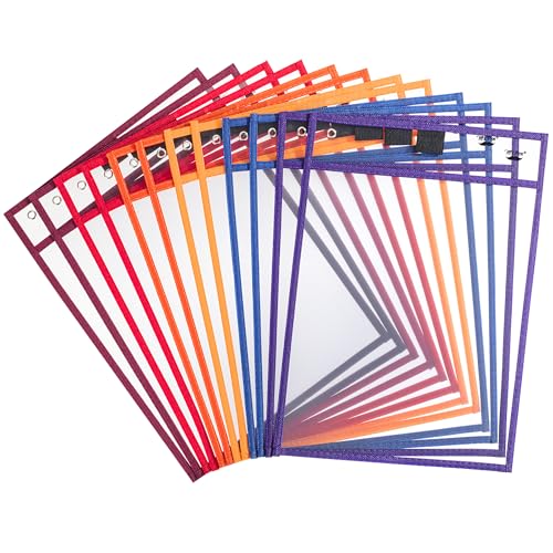 Mr. Pen- Reusable Dry Erase Pocket Sleeves, 10" x 14", 12 Pack, Colorful - color: Sunset, size: 12 Pack