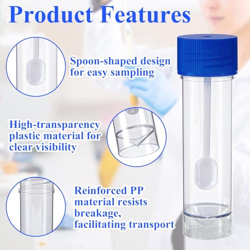 Stool Sample Collection Kit,25-30ml Screw Top Sample Jar with Spoon ﻿ - color: Blue