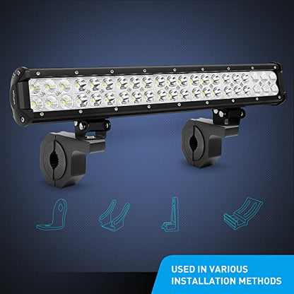 Nilight - 90020D 4PCS Mounting Bracket Kit LED Off-Road Light Horizontal Bar Tube Clamp Roof Roll Cage Holder,2 Years Warranty, Black - size: For 1"/1.5"/1.75"/2"Bar