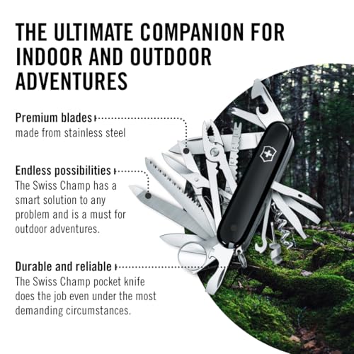 Victorinox Swiss Army Swiss Champ Pocket Knife (Black), 91mm - color: Black, style: SwissChamp