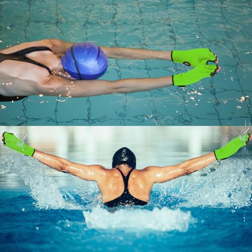 Seenelling Water Aerobics Set for Adults Neoprene Swim Gloves 2 Foam Aquatic Dumbbells Pool Exercise Equipment Water Weights for Aquatic Fitness Low Impact Pool Workouts - color: Green