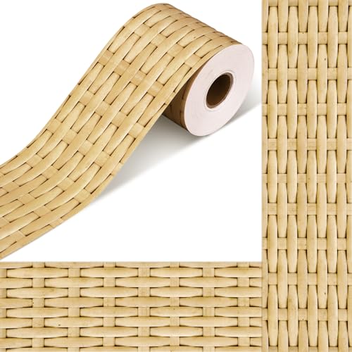 Outus 68 Feet Boho Bulletin Board Borders, Wicker Pattern - size: 2.99 Inches, style: Bohemian
