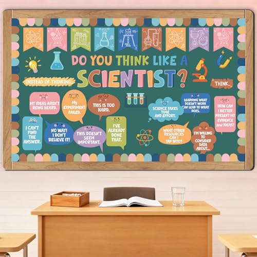 Science Bulletin Board Decorations - Science Decor for Classroom Back to School Paper Cutouts Bulletin Board Decor School Office Wall Decor Supplies - color: Science