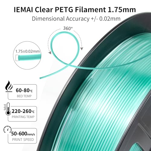 IEMAI PETG Filament 1.75mm, Transparent Cyan 1kg - color: Transparent Cyan