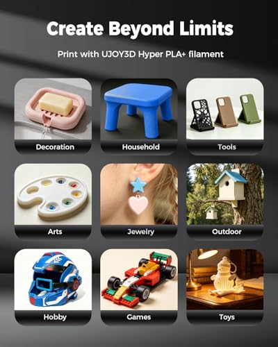UJOY3D 4kg Hyper PLA+ Filament 1.75mm Bundle, High Toughness Upgraded PLA+ - color: Hyper Pla+ 4kg Cream White*4