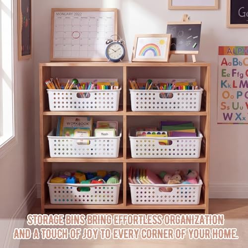 Geetery 12 Pack Classroom Storage Baskets with Handle,White - color: White