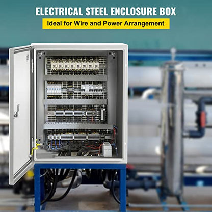 VEVOR NEMA Steel Enclosure, 20 x 16 x 10'' NEMA 4X Steel Electrical Box, IP66 Waterproof & Dustproof, Outdoor/Indoor Electrical Junction Box, with Mounting Plate - size: 20 x 16 x 10