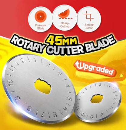 DIYSELF 45mm Rotary Cutter for Fabric, Fabric Cutter Rotary Tool, 5 Blades - color: Yellow