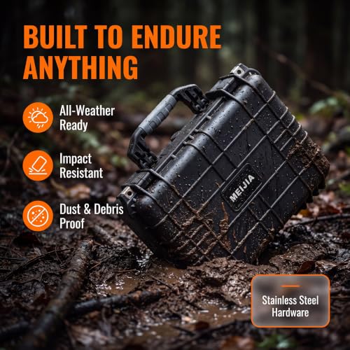 MEIJIA All Weather IP67 Waterproof Hard Camera Case,Hard Protective Case,Hard Case with Customizable Foam,Fit Use of Drones,Camera,Equipments,Pistols(Black,15.98x12.99x6.85inches) - color: Black, size: 15.98x12.99x6.85inches