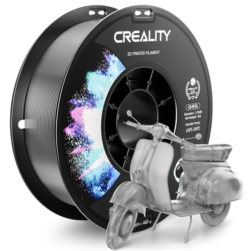 CREALITY PETG Filament 1.75mm 3D Printer Filament, 1kg (2.2lb) Neatly Wound Spool, Dimensional Accuracy ±0.03mm, Excellent Toughness, Fits for Most FDM 3D Printers, Transparent - color: 1kg Transparent Petg With Spool, size: 1.75 mm