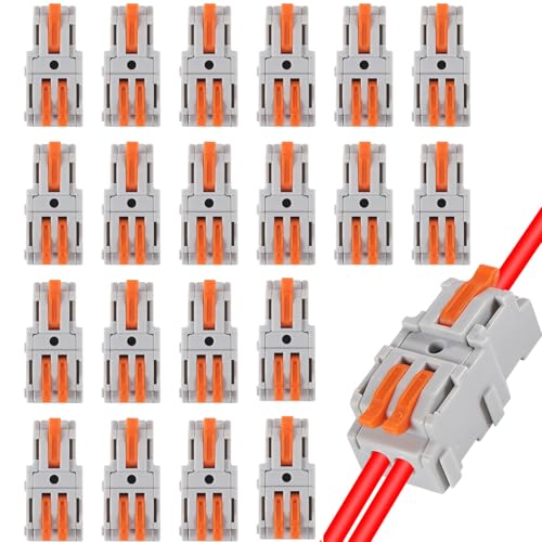 20PCS Lever Wire Connectors, 1 in 2 Out Quick Wire Connectors, Electrical Lever Nuts Wire Connectors Push-in Conductor Terminal Block AWG 28-12 - color: 20pcs 1 in 2 out