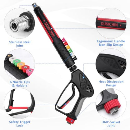 DUSICHIN Pressure Washer Attachment Long Wand Gun 5000 PSI 10.5 GPM