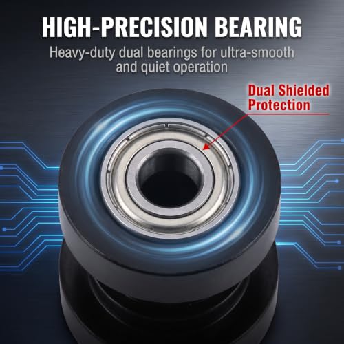2 PCS Chain Tensioner Roller Pulley Guide, Heavy Duty Waterproof Metal & Rubber Chain Idler Wheel, Compatible with 125cc 140cc Dirt Bike, Mini Bike, ATV, Go Kart, Pit Bike Parts (Black)