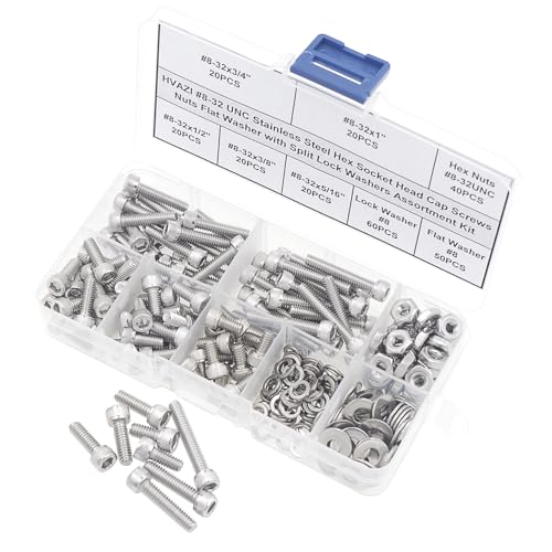 #8-32 UNC Stainless Steel Knurled Hex Socket Cap Screw Nut Washer Kit - size: #8-32UNC
