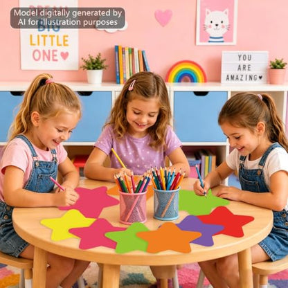 48Pcs Large Star Dry Erase Dots for Classroom Table, 12inch, Colorful - color: Colorful