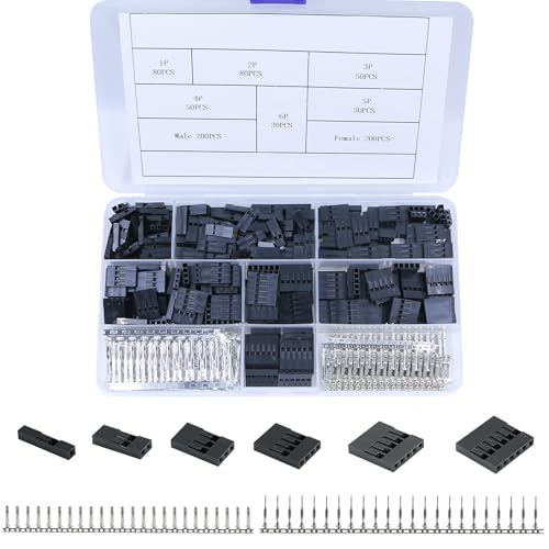Jumper Wire Connector Kit for Dupont 2.54mm 1/2/3/4/5/6P Connector Housing Male/Female Pin Connector 26AWG Colored Wire Suitable for Electronic Products (Terminal Set 720 pcs) - style: Terminal Set 720 pcs