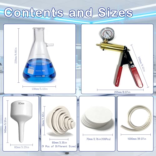 1000 mL Buchner Funnel Filtering Kit with Handheld Vacuum Pump - size: 1000mL