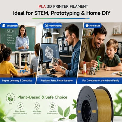 Kingroon PLA Filament 1.75mm 3D Printer Filament Yellow Pla Filament 1kg Filament Dimensional Accuracy +/- 0.02mm, Fit Most FDM Printer,Dark Yellow-Gold - color: 1kg Yellow-gold
