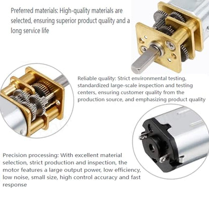 DC 6V 60RPM N20 Mini Reduction Gear Reduction Motor,GA12-N20 Mini Metal Gear Box Gear Motor 3mm Axis Robot Wheels DIY RC Toys - (3 Pcs)