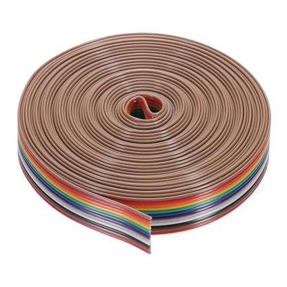 MECCANIXITY 1 Pcs 12 Pin Flat Rainbow Ribbon Cable 20 Ft 1.27mm Pitch Breadboard Jumper Wires for Electronic Projects - size: 20 Ft, style: 12P