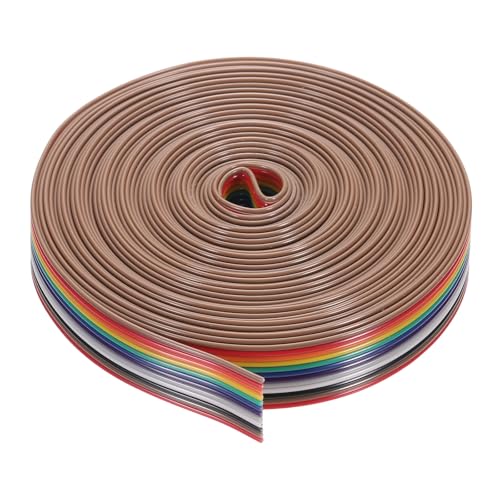 MECCANIXITY 1 Pcs 12 Pin Flat Rainbow Ribbon Cable 20 Ft 1.27mm Pitch Breadboard Jumper Wires for Electronic Projects - size: 20 Ft, style: 12P