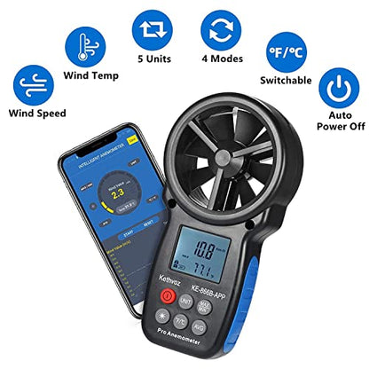 Bluetooth Anemometer Wind Speed Meter w/Data Logger, Kethvoz 866B-APP - color: 866BAPP w/ data logging