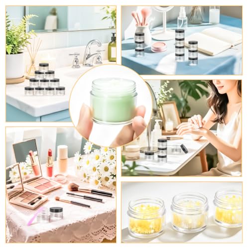 32 Pack 20g Clear Plastic Jars Containers, 20ml Travel Size Makeup Container Jars with Lids, Small Round Cosmetic Pot Jar for Cosmetic Cream Lip Balm Salve Sample Beauty Lotion,Black Lid - color: Black, size: 20g