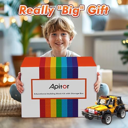 Apitor Robot R Smart Robot Building Kit with Storage Box, 4-in-1 Programmable App Remote Control Off Roader Car Toy, Authentic and Functional Design, Coding Gifts for 6 7 8 9 10 11 12 Years Old Kids - style: Robot R(Storage)