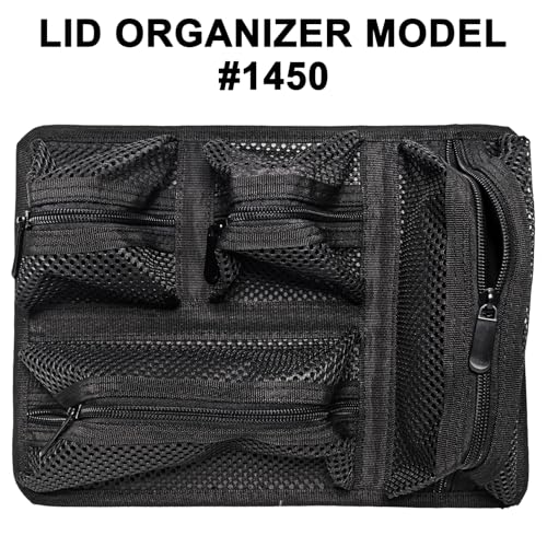 LAFENLIN 4-Pocket Lid Organizer for Pelican 1450 Case,Hook & Loop(No Screw) - color: 1450 lid organizer-circular mesh black
