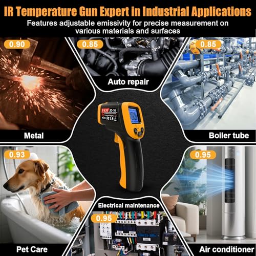 FKM Infrared Thermometer Gun Non-Contact Laser Temperature Gun-58°F~1112°F - color: Black Yellow