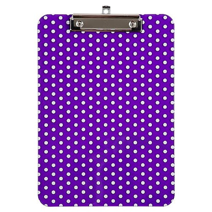 JAM PAPER Plastic Clipboards with Low Profile Metal Clip - Letter Size (9 x 12.5) - Purple Polka Dot - Clip Board Sold Individually - color: Purple Polka Dot, size: Single Clipboards