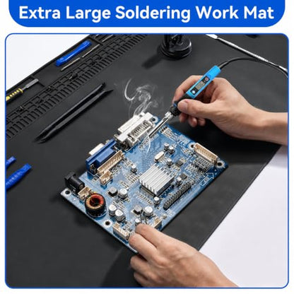 Kaisi KS813 Extra Large Soldering Mat, Heat Resistant Silicone Solder Mat - color: Black, size: 34" x 16"