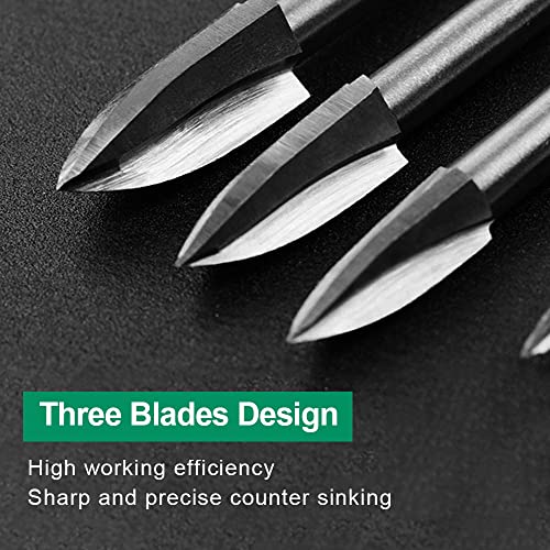 Wood Carving Drill Bits Set for Dremel Rotary Tool 5Pcs Engraving Drill Accessories Bit Wood Crafts Grinding Woodworking Tool with 1/8” Shank for DIY Carving Drilling Micro Sculpture