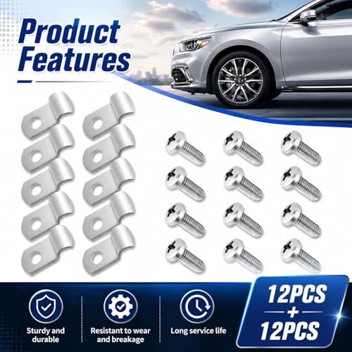 12PCS 1/4" Brake Line Clips Stainless Steel,Brake Line Clamps with 12PCS Screws Kit for Fixing Brakes Lines,Universal Brakes Clips Car Accessories for Cars,SUVs,Trucks
