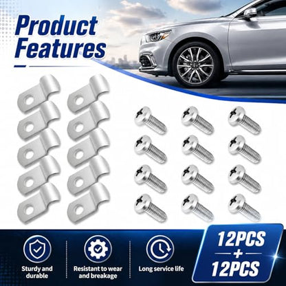 12PCS 1/4" Brake Line Clips Stainless Steel,Brake Line Clamps with 12PCS Screws Kit for Fixing Brakes Lines,Universal Brakes Clips Car Accessories for Cars,SUVs,Trucks