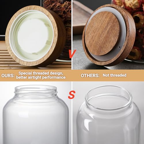 50 Fl oz/1500 ml Clear Glass Jar with Airtight Wooden Screw on Lid