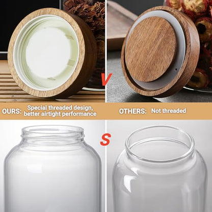 50 Fl oz/1500 ml Clear Glass Jar with Airtight Wooden Screw on Lid