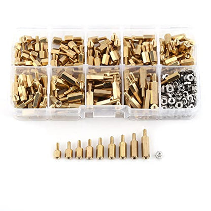 360PCS M2.5 Standoff, Spacers and Standoffs with Box, Stainless Steel Hex Motherboard Screws for Industrial, Electronic, Automotive Equipment