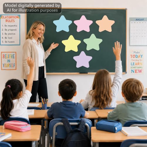 48Pcs Large Star Dry Erase Dots for Classroom Table, 12inch, Pastel - color: Pastel