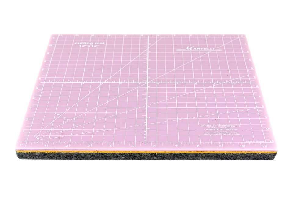 Martelli 12x12 Translucent Press or Cut Mat- Double Sided Professional Self-Healing Rotary Cutting Mat and 100% Wool Pressing Pad for Quilting, Sewing and Precision Fabric Ironing
