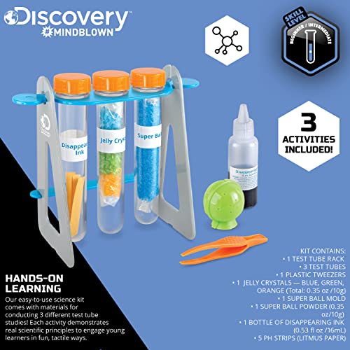 Discovery #MINDBLOWN 14-Piece Test Tubes DIY Science Kit with 3 Educational Experiments, Educational STEM Activity Set, Fun Learning Toy for Real Chemistry Experiments, Safe for Kids Ages 8+