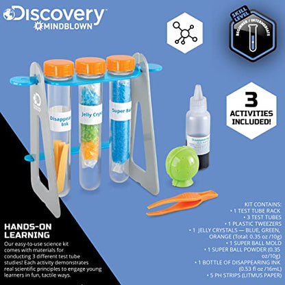 Discovery #MINDBLOWN 14-Piece Test Tubes DIY Science Kit with 3 Educational Experiments, Educational STEM Activity Set, Fun Learning Toy for Real Chemistry Experiments, Safe for Kids Ages 8+