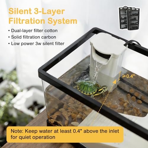 Turtle Tank Starter Kit,7.7 Gal 19.7 x 9.5 x 9.5 in for Baby Turtle - color: White, size: Large(19.7*9.5*9.5inch)