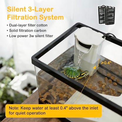 Turtle Tank Starter Kit,7.7 Gal 19.7 x 9.5 x 9.5 in for Baby Turtle - color: White, size: Large(19.7*9.5*9.5inch)