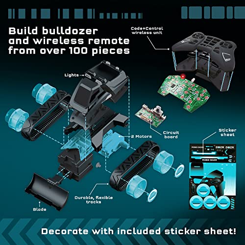 Thames & Kosmos Code+Control Robo Dozr Engineering & Robotics Kit | Build & Program a Robotic Bulldozer | Includes LED Lights, Speaker, Motors, Flexible Tracks & More Durable Building Pieces
