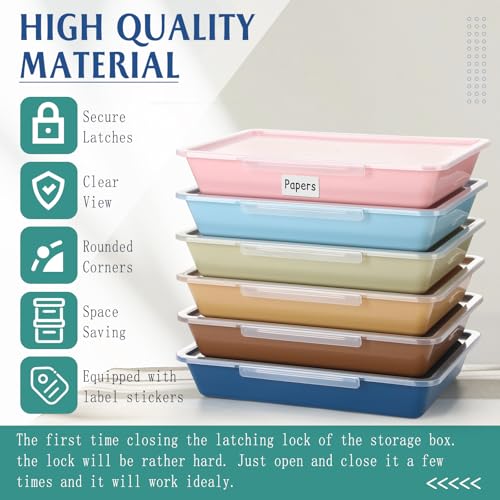 Tinlade 12 Pcs Classroom Paper Storage Bins with Lids, Morandi, 13x10in - color: Morandi