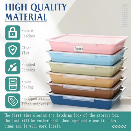 Tinlade 12 Pcs Classroom Paper Storage Bins with Lids, Morandi, 13x10in - color: Morandi